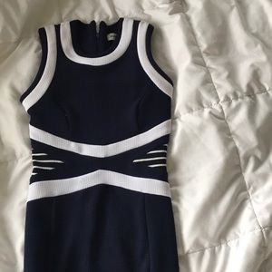 Blue and white fitted dress